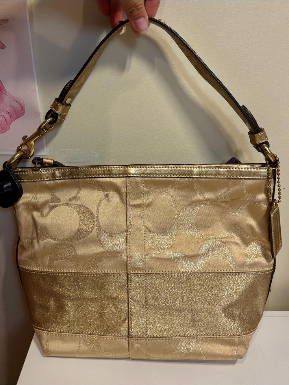 Coach Metallic Gold Signature Shoulder Bag